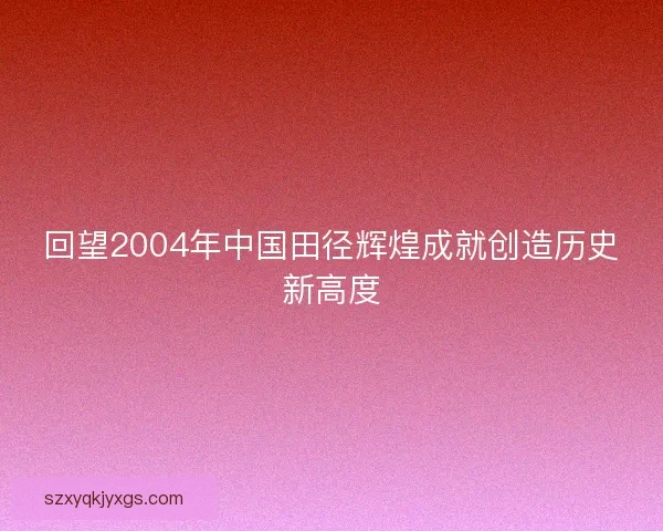回望2004年中国田径辉煌成就创造历史新高度